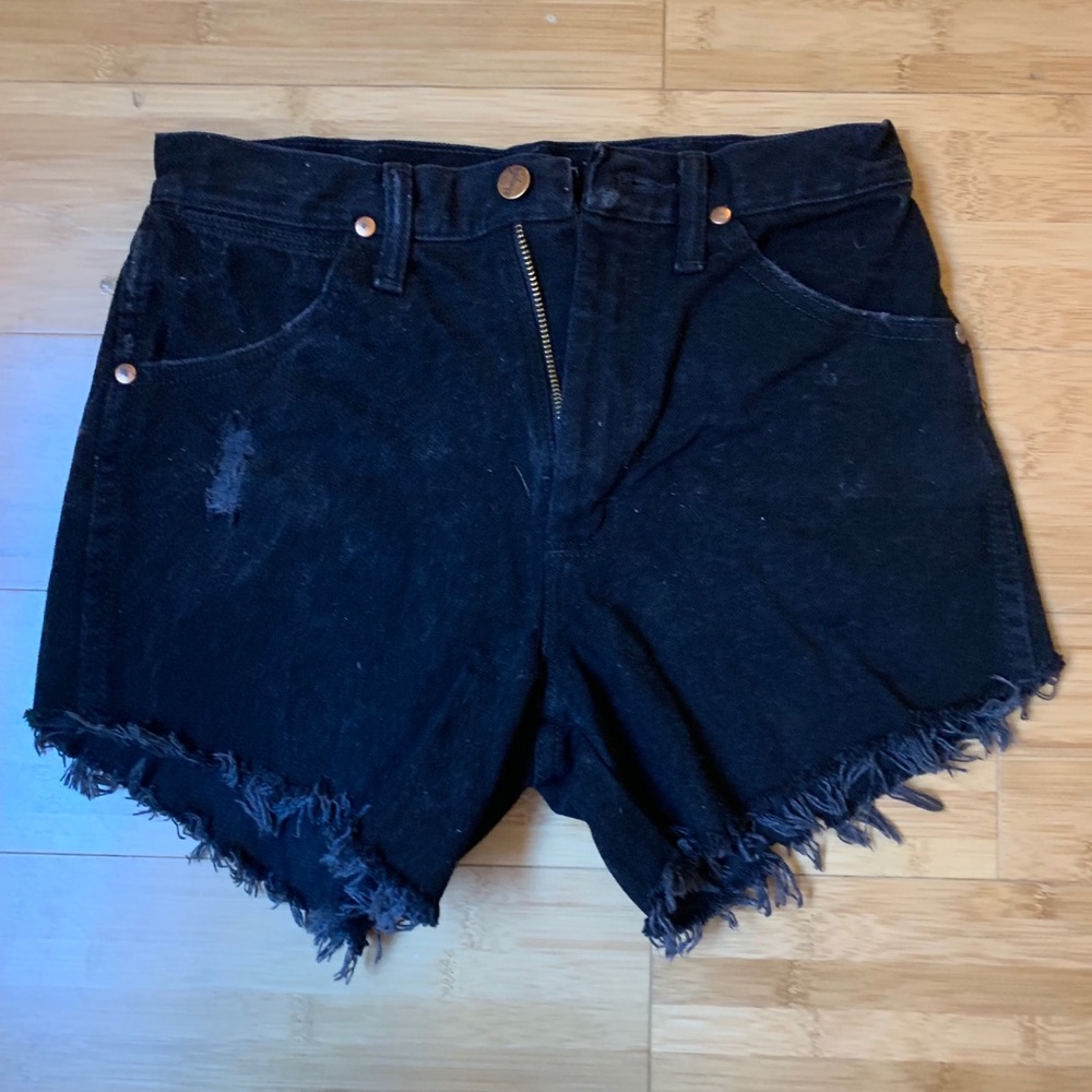 Wrangler black cut off jean shorts